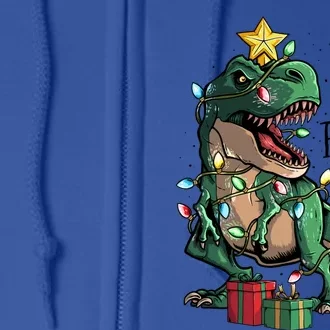 Funny Trex Dinosaur Christmas Tree Rex Gift Full Zip Hoodie