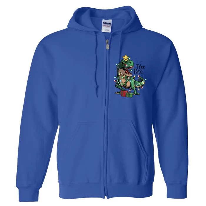 Funny Trex Dinosaur Christmas Tree Rex Gift Full Zip Hoodie