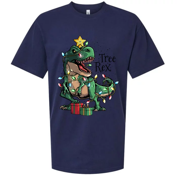 Funny Trex Dinosaur Christmas Tree Rex Gift Sueded Cloud Jersey T-Shirt