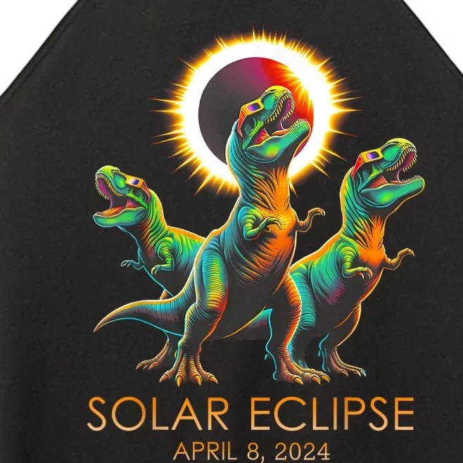 Funny Trex Dinosaur Watching Total Solar Eclipse Apr 8 2024 Women’s Perfect Tri Rocker Tank