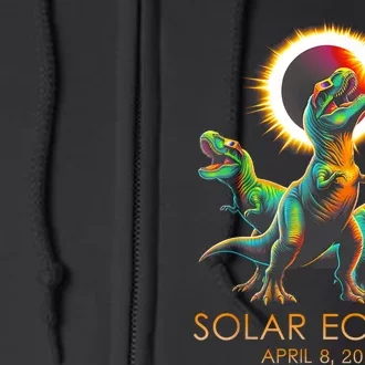 Funny Trex Dinosaur Watching Total Solar Eclipse Apr 8 2024 Full Zip Hoodie