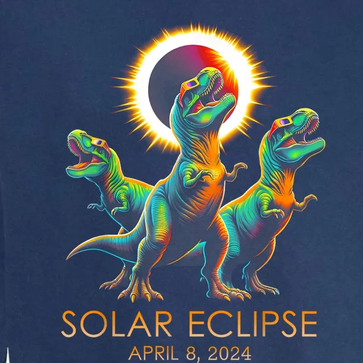 Funny Trex Dinosaur Watching Total Solar Eclipse Apr 8 2024 Garment-Dyed Sweatshirt