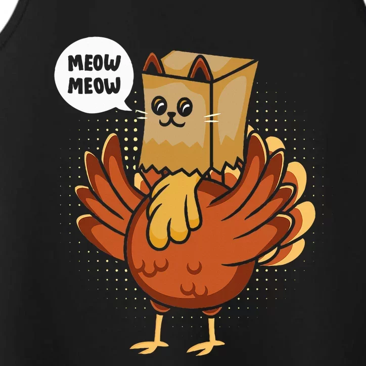 Funny Thanksgiving Day Fake Cat Turkey Meow Animal Farmer Performance Tank