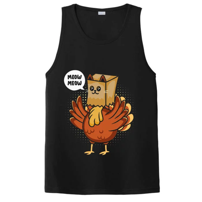 Funny Thanksgiving Day Fake Cat Turkey Meow Animal Farmer Performance Tank