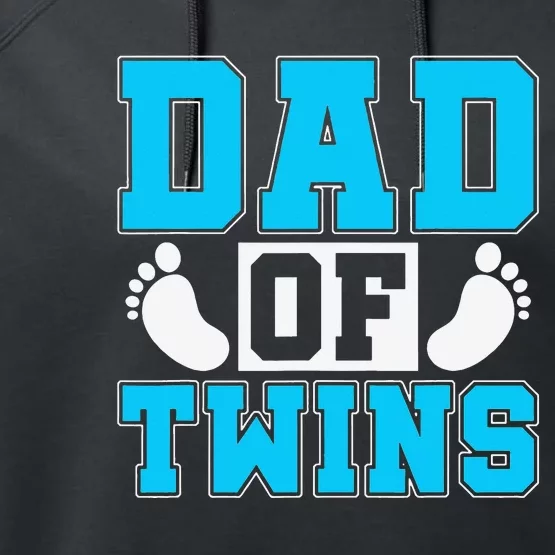 Family Twins Daddy Cute Footprint Dad Of Twins Twin Parents Performance Fleece Hoodie