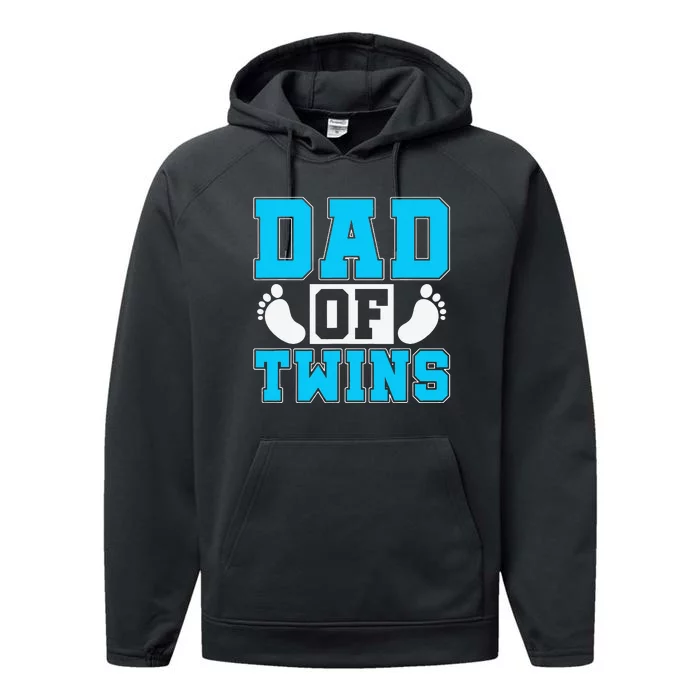 Family Twins Daddy Cute Footprint Dad Of Twins Twin Parents Performance Fleece Hoodie