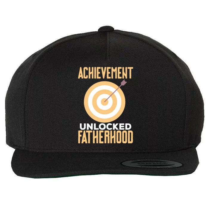 First Time Dad Fathers Day Achievet Unlocked Fatherhood Gift Wool Snapback Cap