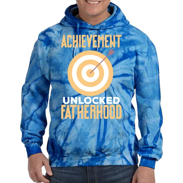 First Time Dad Fathers Day Achievet Unlocked Fatherhood Gift Tie Dye Hoodie