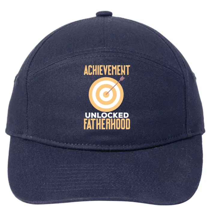 First Time Dad Fathers Day Achievet Unlocked Fatherhood Gift 7-Panel Snapback Hat