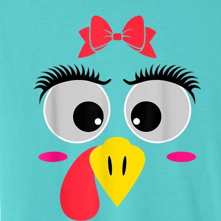 Funny Thanksgiving Day Turkey Face Girl Red Bow Costume ChromaSoft Performance T-Shirt