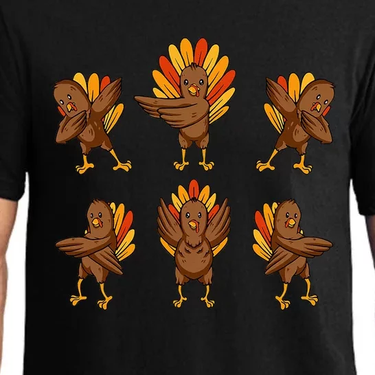 Funny Turkey Dabbing Dance Thanksgiving Fall Autumn Pajama Set