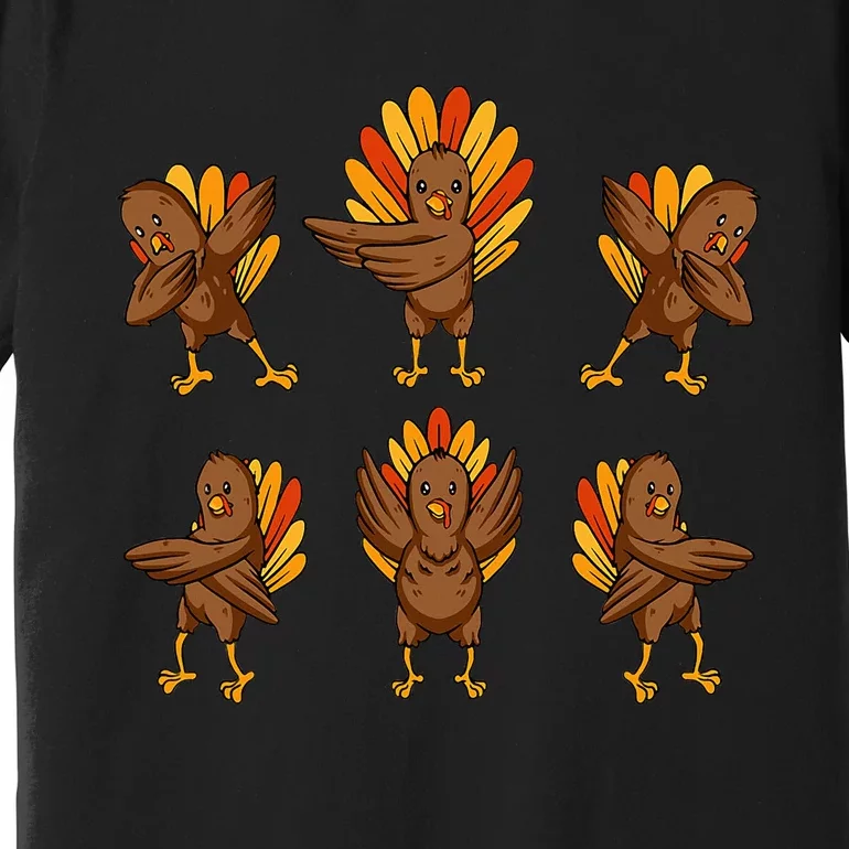 Funny Turkey Dabbing Dance Thanksgiving Fall Autumn Premium T-Shirt