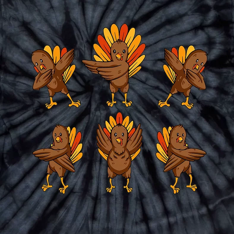 Funny Turkey Dabbing Dance Thanksgiving Fall Autumn Tie-Dye T-Shirt