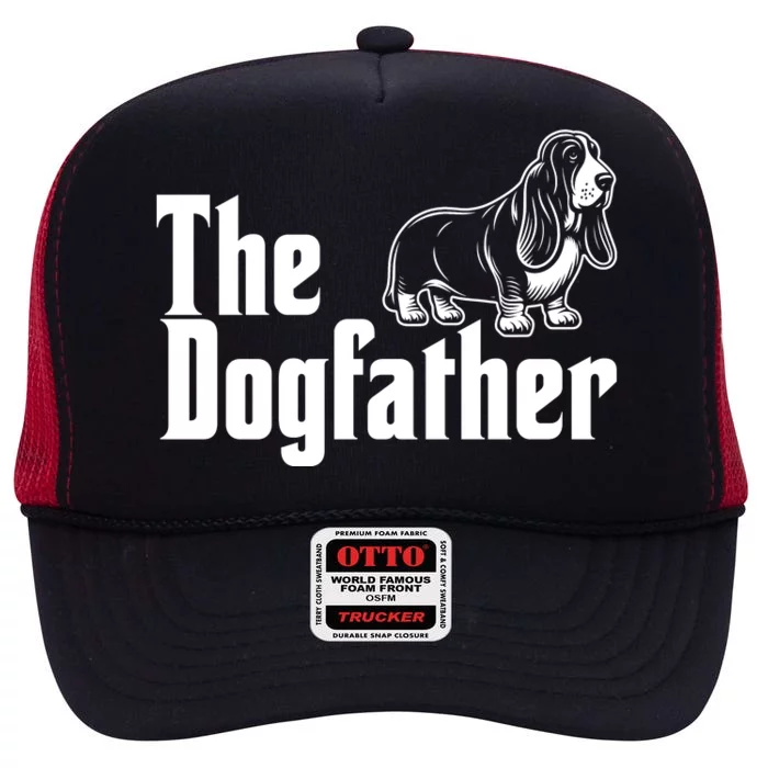 Funny The Dogfather Bassett Hound Lover High Crown Mesh Trucker Hat