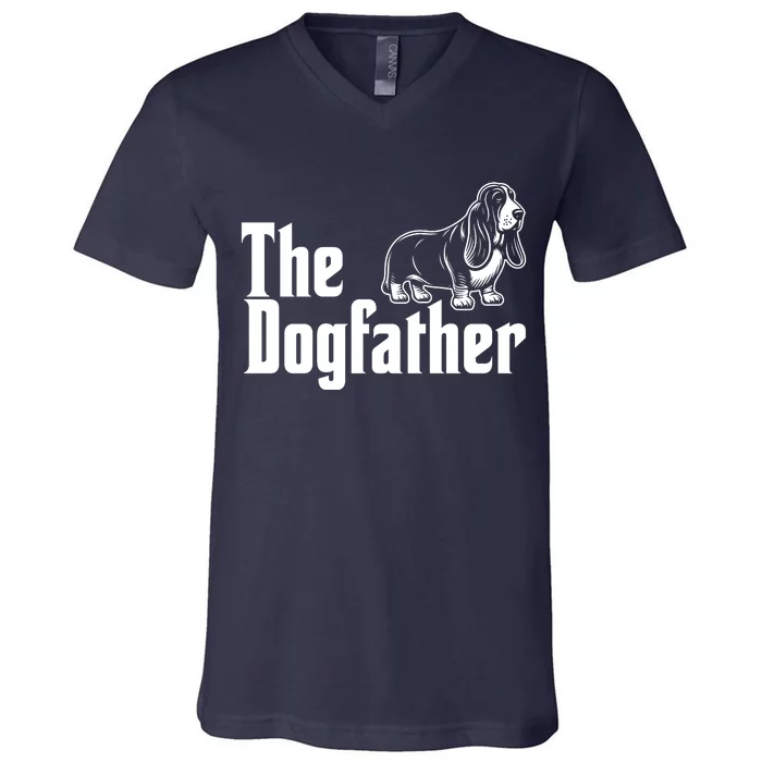 Funny The Dogfather Bassett Hound Lover V-Neck T-Shirt