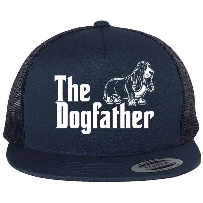 Funny The Dogfather Bassett Hound Lover Flat Bill Trucker Hat