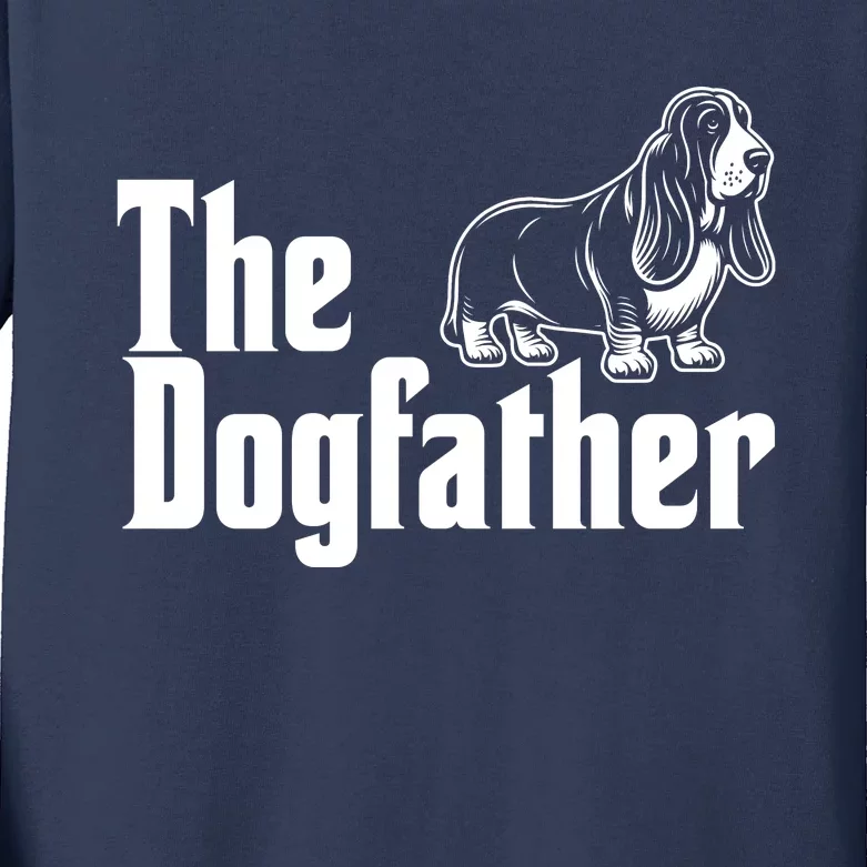 Funny The Dogfather Bassett Hound Lover Kids Long Sleeve Shirt