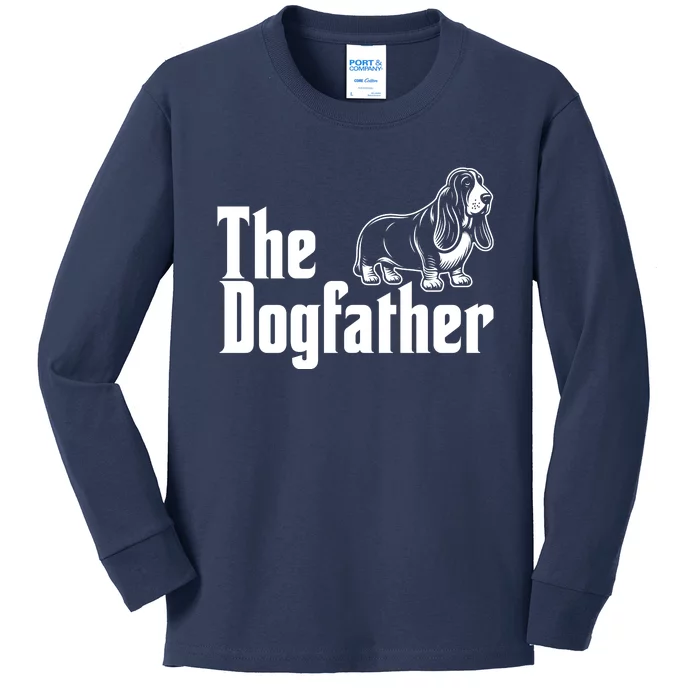 Funny The Dogfather Bassett Hound Lover Kids Long Sleeve Shirt