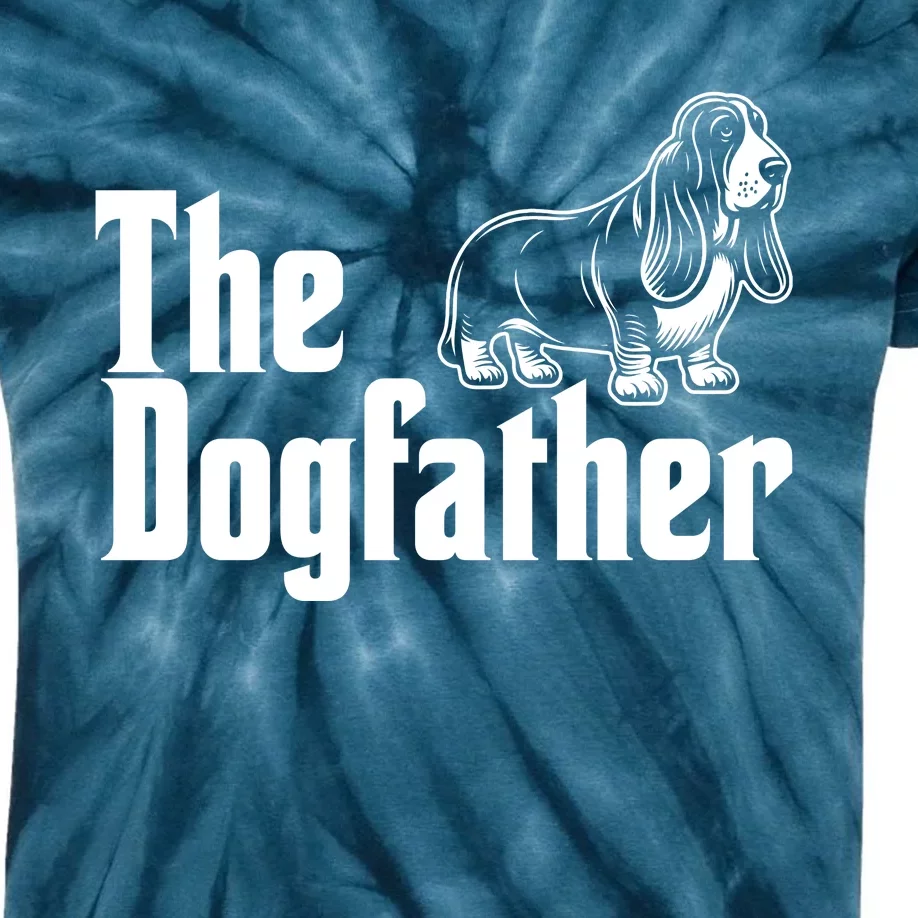 Funny The Dogfather Bassett Hound Lover Kids Tie-Dye T-Shirt