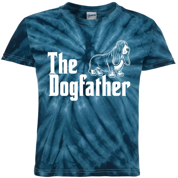 Funny The Dogfather Bassett Hound Lover Kids Tie-Dye T-Shirt