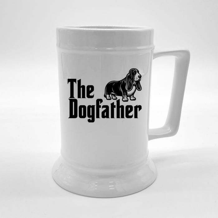 Funny The Dogfather Bassett Hound Lover Front & Back Beer Stein