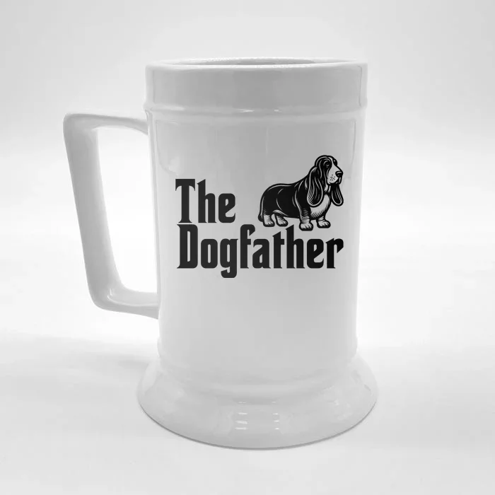 Funny The Dogfather Bassett Hound Lover Front & Back Beer Stein