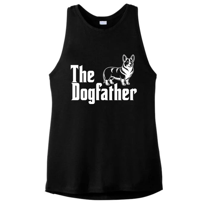 Funny The Dogfather Corgi Lover Ladies Tri-Blend Wicking Tank