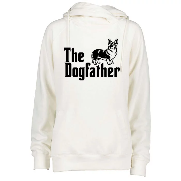 Funny The Dogfather Corgi Lover Womens Funnel Neck Pullover Hood