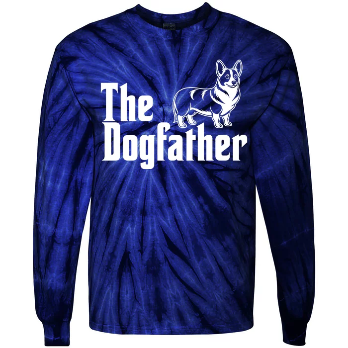 Funny The Dogfather Corgi Lover Tie-Dye Long Sleeve Shirt