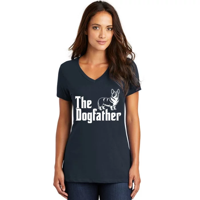 Funny The Dogfather Corgi Lover Women's V-Neck T-Shirt