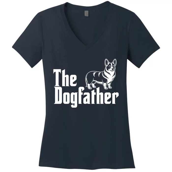 Funny The Dogfather Corgi Lover Women's V-Neck T-Shirt