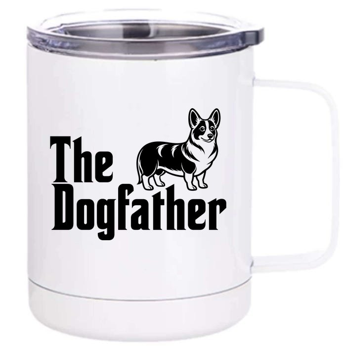 Funny The Dogfather Corgi Lover Front & Back 12oz Stainless Steel Tumbler Cup