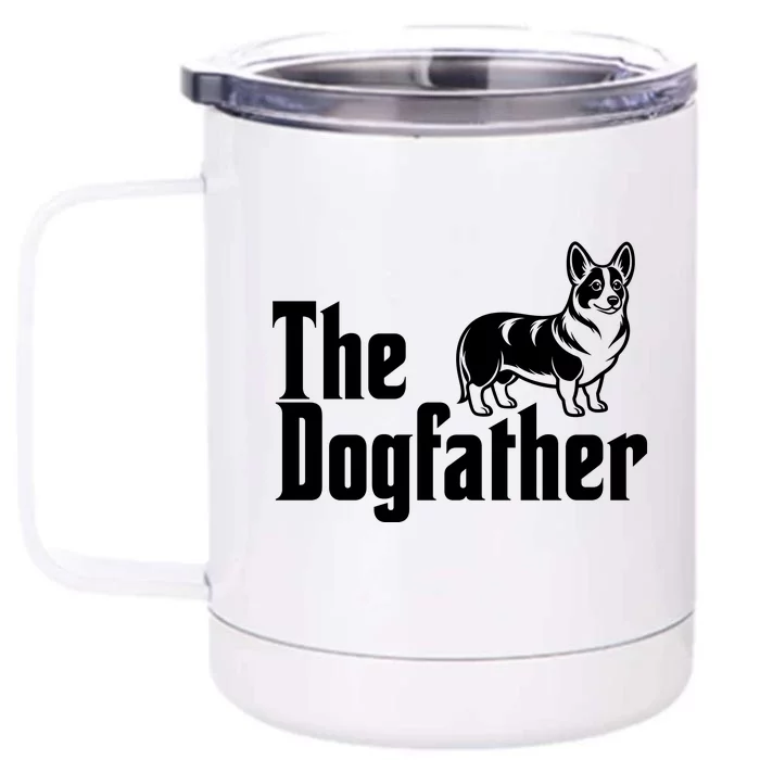 Funny The Dogfather Corgi Lover Front & Back 12oz Stainless Steel Tumbler Cup