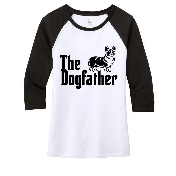 Funny The Dogfather Corgi Lover Women's Tri-Blend 3/4-Sleeve Raglan Shirt