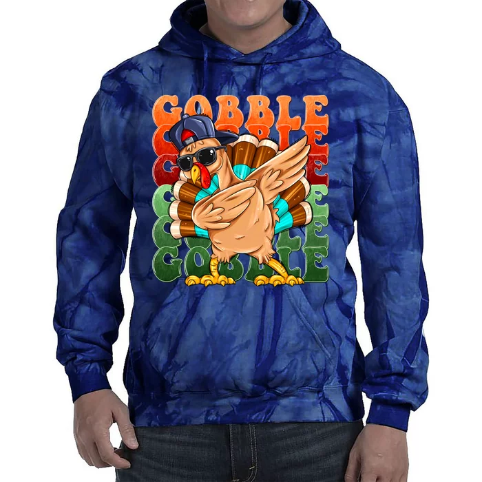 Funny Thanksgiving Dabbin Turkey Gobble Tie Dye Hoodie