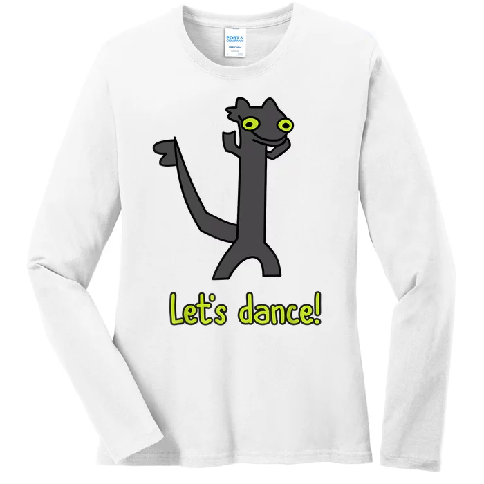 Funny Toothless Dance Meme LetS Dance Ladies Long Sleeve Shirt