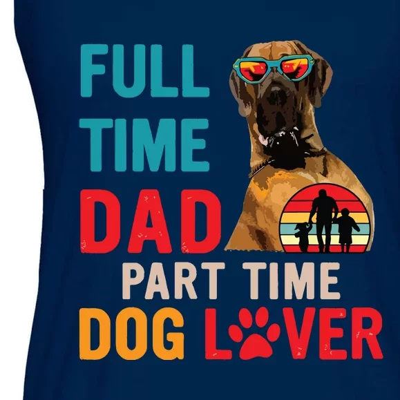 Full Time Dad Funny Joke Dog Lover Great Dane Sunglasses Ladies Essential Flowy Tank