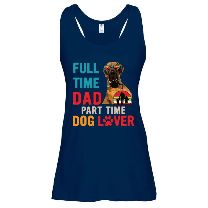 Full Time Dad Funny Joke Dog Lover Great Dane Sunglasses Ladies Essential Flowy Tank