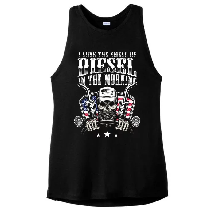 Funny Truck Driver Gift For I Love The Smell Of Diesel Ladies Tri-Blend Wicking Tank