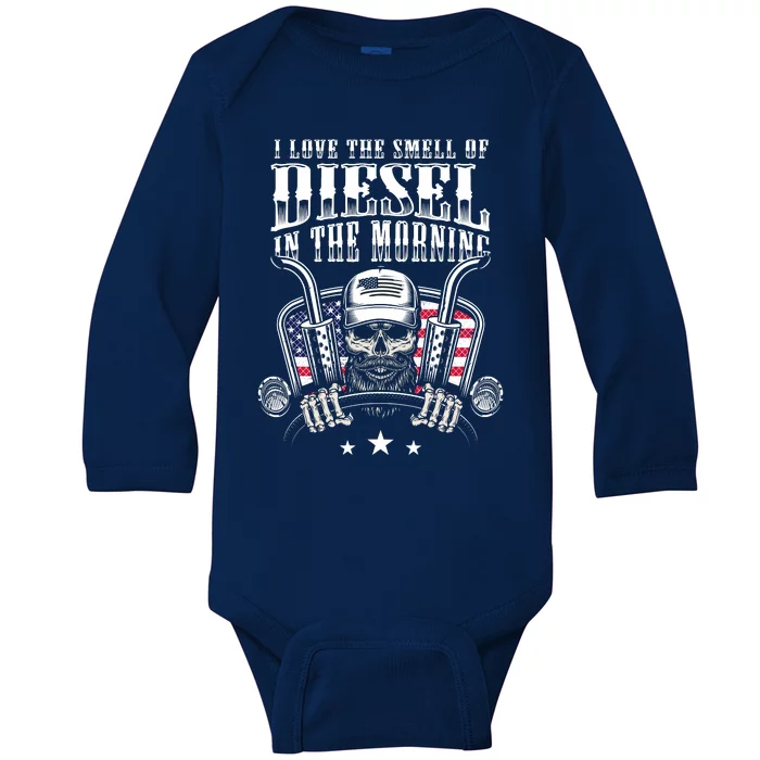 Funny Truck Driver Gift For I Love The Smell Of Diesel Baby Long Sleeve Bodysuit