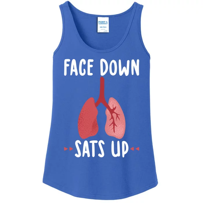 Faces To Down Sats Up Nurse Nursing Respiratory Therapist Gift Ladies Essential Tank