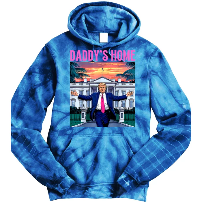 Funny Trump DaddyS Home Trump Pink 2024 Tie Dye Hoodie