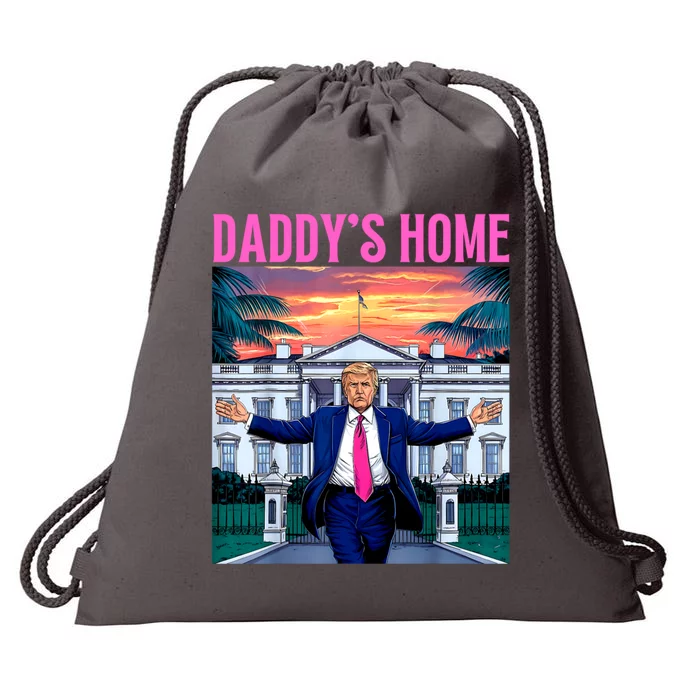 Funny Trump DaddyS Home Trump Pink 2024 Drawstring Bag