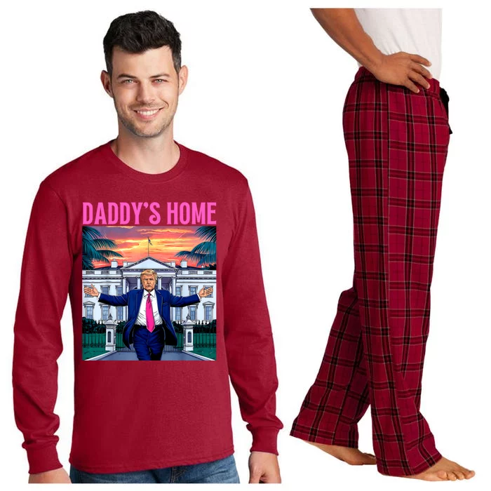 Funny Trump DaddyS Home Trump Pink 2024 Long Sleeve Pajama Set