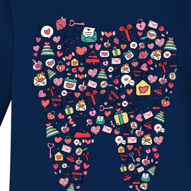 Funny Tooth Dentist Dental Hygienist Happy Valentine's Day Great Gift Baby Long Sleeve Bodysuit