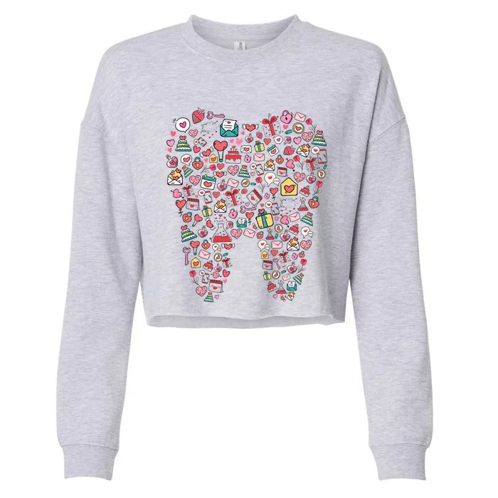 Funny Tooth Dentist Dental Hygienist Happy Valentine's Day Great Gift Cropped Pullover Crew