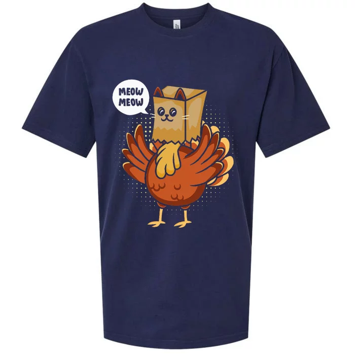 Funny Thanksgiving Day Fake Cat Turkey Meow Animal Farmer Sueded Cloud Jersey T-Shirt