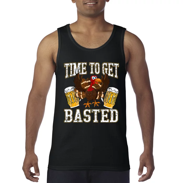 Funny Thanksgiving Drinking Time To Get Basted Turkey Tank Top