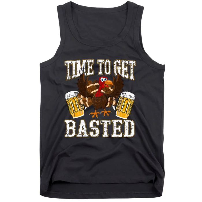 Funny Thanksgiving Drinking Time To Get Basted Turkey Tank Top