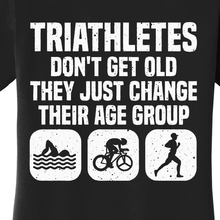 Funny Triathlon Design  Triathletes Swim Bike Run Women's T-Shirt